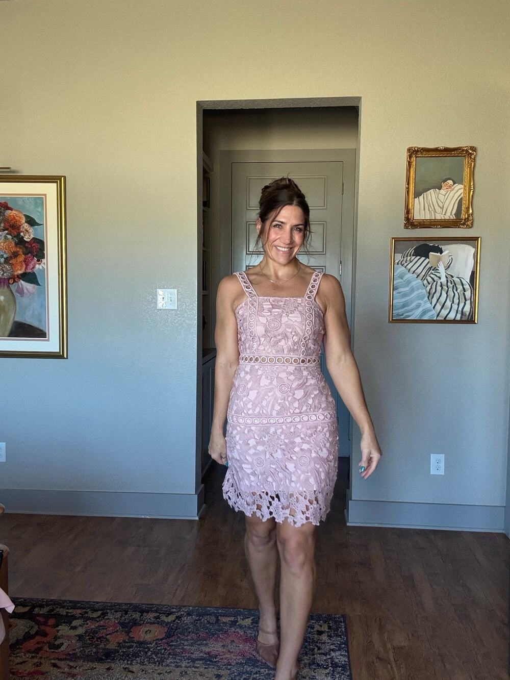 Sam Edelman Blush Pink Floral Lace Mini Dress Size 4